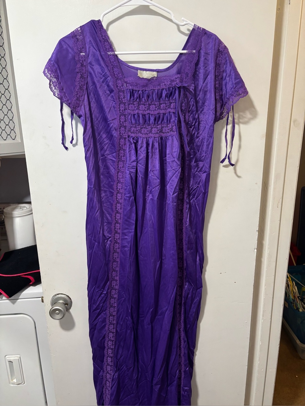 Vintage Danni New York Purple Long Maxi Nightgown  Lingerie Sleepwear Size M